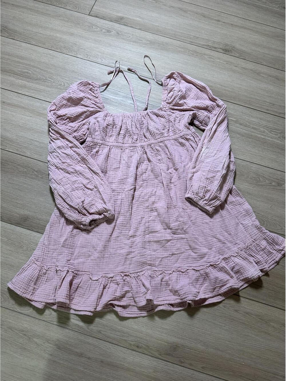 Wild Fable Pink Crinkle Gauze Puff Sleeve Mini Dress Size XL